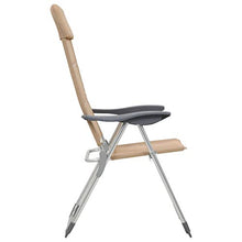 Festnight 2 pz Sedie da Campeggio Pieghevoli Crema in Alluminio,Sedie da Giardino Pieghevoli Reclinabili,Poltrone da Giardino Pieghevoli Reclinabili,Poltrone da Campeggio Pieghevoli 58x69x111cm