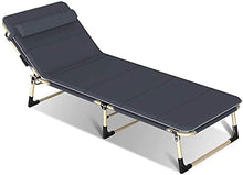 Pieghevole reclinabile Sun Lounger Garden Camping Bed Sedia Accompagnatore Letto Accompagnatore Letto Sole Regolabile per Il Viaggio Escursionismo Caccia Casa Daycare con Tappetino