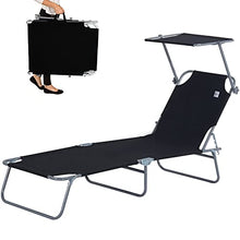 YQZ Sedia da Spiaggia Pieghevole Regolabile con Parasole a baldacchino, Culla reclinabile per Prendere Il Sole Resistente per Patio Esterno a Bordo Piscina