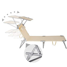 TecTake 800773 Set 2X Sedia a Sdraio con Parasole, Schienale Regolabile in 4 Posizioni, Rivestimento Resistente, Giardino Spiaggia Lettino da Sole - Disponibile in Diversi Colori (Beige | No. 403418)