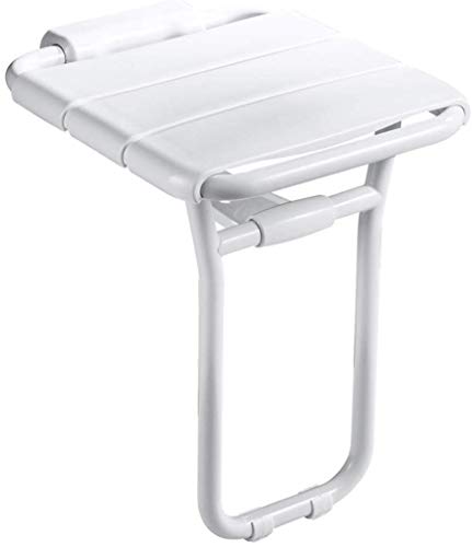 SETSCZY Sgabelli da Bagno, Sedia da Doccia Pieghevole a Parete Sgabello di Sicurezza per Vasca da Bagno con Gambe di Supporto,Bianca