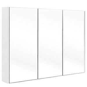 RELAX4LIFE Armadio a Specchio, Mobiletto Sospeso da Bagno, Specchiera a Parete, Armadietto in Legno, Ideale per Bagno, Balcone, 90 x 11 x 65cm, Bianco
