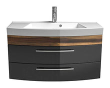 Posseik - Lavabo Rima in Legno, Antracite/Noce, 100 x 50 x 57 cm
