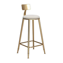 Sedia da banco Nordic Bar Sgabello in ferro battuto creativo Golden Dining Chair per bar ristorante bar con schienale seggiolone morbido e confortevole cuscino passo sgabello da bar Sgabello alto sgab