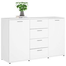 Lasamot Credenza Mobile Laterale Armadio da Cucina Costumista Mobilia Armadio Multiuso Mobiletto del Bagno Truciolare Bianco Lucido 120 × 35,5 × 75 cm