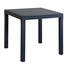 Milani Home s.r.l.s. Tavolo da Giardino Quadrato Fisso in Wicker Stampato Antracite Cm 80 X 80 da Esterno Giardino Terrazzo Portico Locale Bar