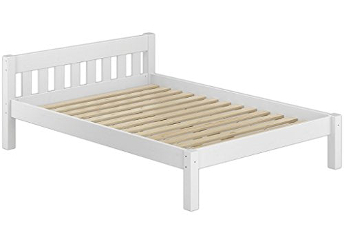 Erst-Holz Letto Matrimoniale Classico Bianco 160x200 in Pino massello con doghe rigide 60.38-16W