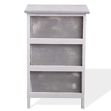 Rebecca Mobili Comodino decapato, cassettiera 3 cassetti, Legno Paulownia, Shabby, Bianco Grigio, Camera Bagno - Misure: 54 x 35 x 30 cm (HxLxP) - Art. RE4302