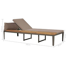 Festnight Lettino Prendisole Regolabile con Cuscini in Massello Acacia Marrone,Lettino da Sole,Sedia Sdraio,Lettino da Spiaggia 200 x 160 x (36-80) cm