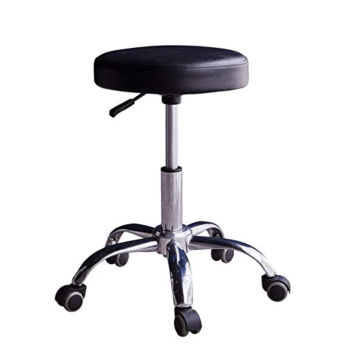 DWXN Sgabello Ufficio con Rotelle，Sgabello Regolabile con Nero PVC Similpelle Posto a Sedere，Altezza Regolabile 48-61 cm，capacità di Carico 160 kg，Sgabello a Sedia per Beauty Studio, Office, Clinic
