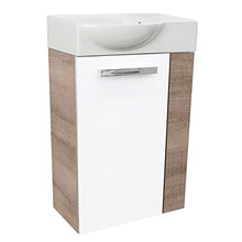 Fackelmann – Set di mobili da Bagno a di Vero Ospiti WC 3 Pezzi 45 cm graueiche Bianco con lavabo sotto Armadio & Ceramica Bacino & LED Specchio Element
