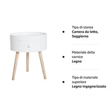HOMCOM Tavolino da Salotto Moderno in Legno, Tavolino Rotondo con Cassetto, Tavolino da Caffè per Soggiorno e Camera, Bianco