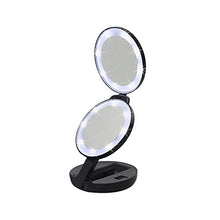 Lampada da Tavolo Specchio Luminoso bifacciale Rotondo Specchio per Trucco Nero a LED Triplo con Lente d'Ingrandimento Specchio Portatile Creativo 5X Due File
