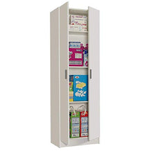 EGLEMTEK Cardinero Armadio Armadietto Multiuso A Colonna con 2 Ante e 4 Ripiani Ingresso Camera da Letto 59 x 37 x 180 Cm Colore Bianco