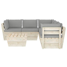 SKM Set Divani da Giardino su Pallet 6 pz con Cuscini Legno Abete (118.9kg) Grigio-3529