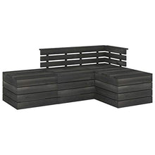 FAMIROSA Set Divani da Giardino su Pallet 4 pz Legno Pino Grigio Scuro