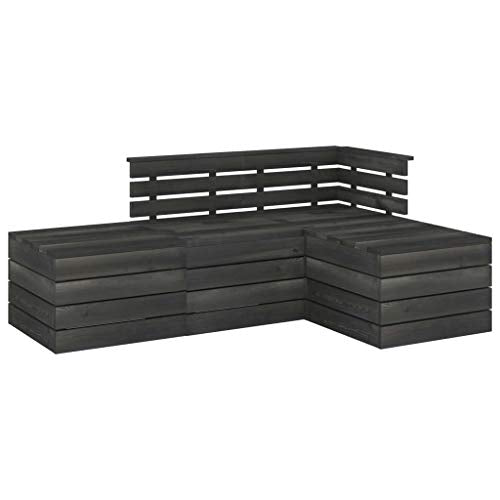 vidaXL Set Divani da Giardino su Pallet 4 pz Legno Pino Grigio Scuro