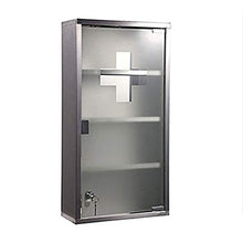 Armadio per medicinali in acciaio inox con serratura e 2 chiavi Tip-on automatico (4 scomparti argentati, 60 x 30 x 12 cm)