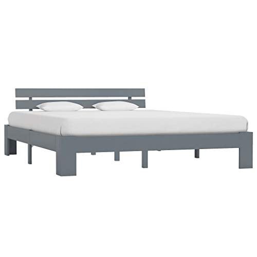 BIGTO - Struttura per letto in legno di pino massiccio, per camera da letto, stile C, colore: grigio, 160 x 200 cm