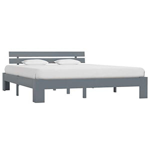 BIGTO - Struttura per letto in legno di pino massiccio, per camera da letto, stile C, colore: grigio, 160 x 200 cm
