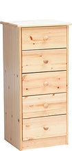 Erst-Holz Cassettiera in Pino massello a 5 cassetti Laccata per Ufficio, Camera, Cucina 90.50-05