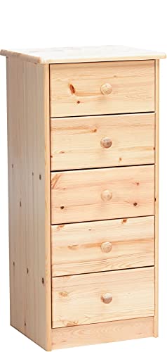 Erst-Holz Cassettiera in Pino massello a 5 cassetti Laccata per Ufficio, Camera, Cucina 90.50-05