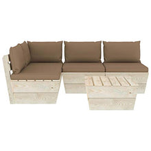 SKM Set Divani da Giardino su Pallet 5 pz con Cuscini Legno Abete (92.5kg) Grigio Talpa