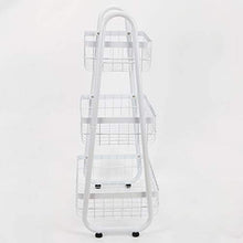 LYM &ripiano di stoccaggio Scaffalature Multifunzione Salotto Camera da Letto 3 Piani Mobile da appoggio Cucina da Cucina Rack per Frutta Cesto portaoggetti Bianco Scaffale di Finitura