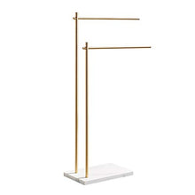 MOMD Piantana Porta Asciugamani 2 Bracci Porta Asciugamani Bagno da Terra, Portasciugamani e Appendiabiti, Metallo Piantana da Bagno Porta SalvietteB
