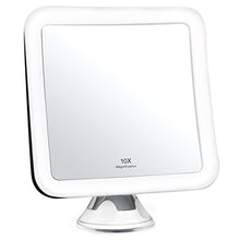 Fancii 10x Specchio ingranditore per Trucco con Luce LED e Ventosa Potente - Specchio cosmetico da Viaggio Illuminato - Specchio da Bagno Portatile, Mira (10X)