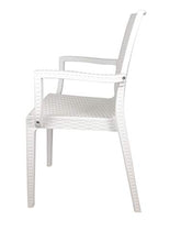 Sedia Dafne, in Resina, Simil Rattan, Poltrona con Braccioli, Vari Colori, Esterno, Giardino, Alta qualità, Impilabile (2, Bianco)