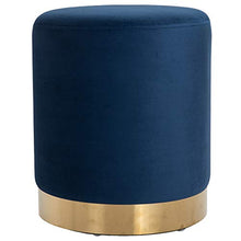 homcom Pouf Design Rotondo, Poggiapiedi Cilindrico Blu con Base Oro e Seduta Imbottita, Casa/Negozio, Ф36x42cm-Max 120kg