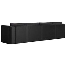 vidaXL Set Divani da Giardino 4 pz con Cuscini Elegante Sofa e Tavolino Ripiano Vetro Arredi per Esterni in Polyrattan Nero Telaio in Acciaio
