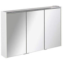 FACKELMANN Armadietto a specchio a 3 ante, con illuminazione a LED, 110 cm, bianco opaco Denver