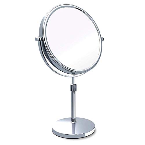 Specchio per Il Trucco da Tavolo da 6 Pollici A Doppia Faccia Retrattile Altezza 3X Lente d'Ingrandimento Portatile con Finitura Cromata Lucida Specchi Compatti per Comò da Bagno