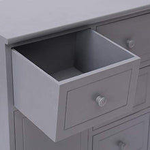 FAMIROSA Credenza con 10 Cassetti Grigia 113x30x79 cm in Legno