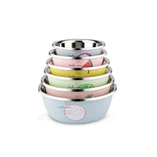 SHTSH SHT Bacino, lavabo in Acciaio Inox Cartone Animato, Impostare Rotondo Cucina di casa Uova e Noodle Ciotola di Lavaggio di Frutta Cottura, Set di 6 Colori (Color : A1)