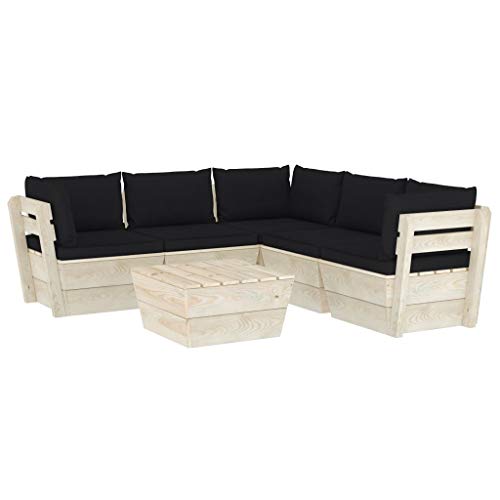 FAMIROSA Set Divani da Giardino su Pallet 6 pz con Cuscini Legno Abete-3535