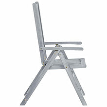 Qnotici Set 3 Pezzi di Sedia da Giardino in Legno massello di Acacia, Sedia da Giardino per Esterni per Il Tempo Libero Sedia Regolabile per Cena in Famiglia 120 x 120 x 75 cm-Grigio