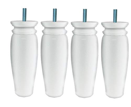 Margot – Royal Rustico – Set di 4 Piedi di Rete Legno 5,5 x 5,5 x 18 cm, Legno, Bianco, 5,5 x 5,5 x 18 cm