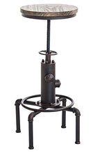 CLP Sgabello Lumos in Metallo E Legno I Forma A Idrante Design Industriale | Sgabello Robusto Altezza Regolabile 59-75CM I Sgabello Bar, Colore:Bronzo