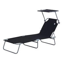 YQZ Lettino Pieghevole con Parasole, con Schienale Regolabile in 4 Posizioni Lettino Prendisole Portatile, per terrazza da Giardino all'aperto