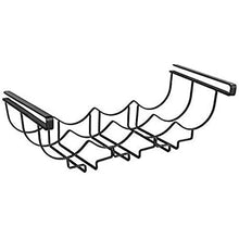 WENKO Portabottiglie di vino e portabicchieri - Pensile per armadio della cucina per 6 bicchieri e 4 bottiglie, Metallo, 43 x 15 x 23 cm, Nero
