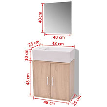 vidaXL Set 3 Mobili da Bagno armadietto Specchio lavabo lavandino Elegante Beige