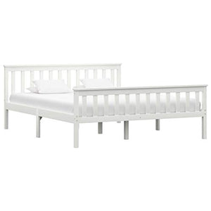 BIGTO - Struttura per letto in legno di pino massiccio, per camera da letto, stile B, 150 x 200 cm, colore: Bianco