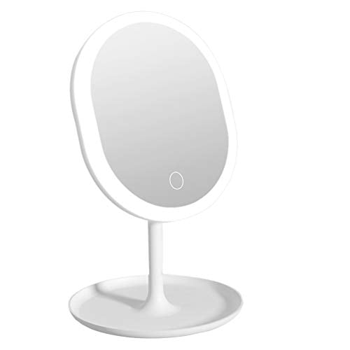 GARNECK LED Specchio per Il Trucco Specchio Illuminato da Toeletta Ovale Portatile Specchio da Tavolo Specchio Cosmetico Touch Screen per Il Trucco degli Occhi Ricaricabile