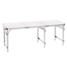 Sunflo Tavolo Pieghevole 1,8 m Regolabile in Altezza Alluminio Tavolo da Campeggio Barbecue Picnic al Coperto Esterno Tavolo in con Maniglia di Trasporto
