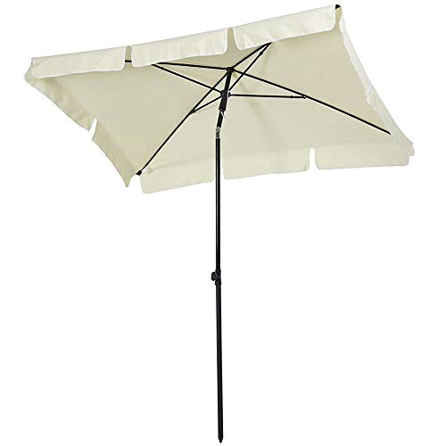 BAKAJI Ombrellone da Giardino Palo Centrale 200 x 125 cm Palo 32mm 4 Stecche Struttura Acciaio Inclinazione Regolabile Arredamento Esterno Gazebo Piscina Giardino Terrazzo Ambienti Esterni Beige