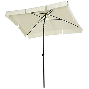 BAKAJI Ombrellone da Giardino Palo Centrale 200 x 125 cm Palo 32mm 4 Stecche Struttura Acciaio Inclinazione Regolabile Arredamento Esterno Gazebo Piscina Giardino Terrazzo Ambienti Esterni Beige
