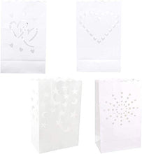 ARTFFEL Vola 20Pcs Candela Paper Bag Senza Fiamma Tealights Scavato Borsa luminare for Matrimoni Festa San Valentino di Compleanno di Capodanno, 10 Luna Stelle Modello + 10 Sun Modello .Compleanno
